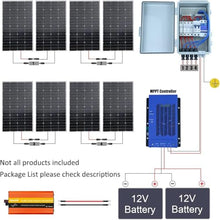 960W Complete Solar Panel Kit with 2pcs 100AH Lithium Battery + 1000W 12V Inverter + 8pcs 120W Mono Solar Panels + 4 String Combiner Box + 60A MPPT Charge Controller + Cables for Home RV Boat