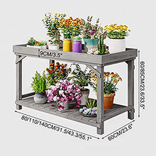 Garden Pot Bench Table, 2-Tier Plant Shelf,Indoor Outdoor Flower Pot Display Shelf Rack, Multiple Ladder Stand Planter Holder (Color : Grey, Size : 110x60x85cm)