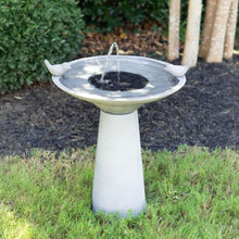 Calla IntelliSolar Light Cement Birdbath - Gray
