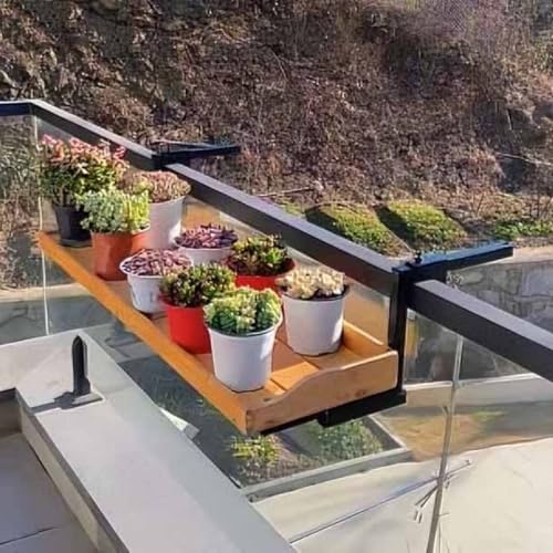 Dalumian Railing Hanging Planter Holders, Adjustable Planter Box Brackets, Balcony Flower Pot Stand Rack, Hanging Planter for Outdoor Garden Window Porch Patio(120cm)