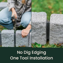 Beuta Cobblestone BlockXL Lawn and Garden Landscape Edging - 9.5" Tall Natural Resin, Fade Rust and Corrosion Resistant, Includes 3 Anchoring Spikes