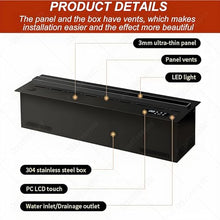 HuanSebesity Water Vapor Fireplace with Real Water-Flame Vapour,Multiple Flame Colors and 5 Levels Flame Adjustment,LED Indoor Embedded Touchable Atomized Flame,Vent-Free,100cm/39.3in 80cm/31.4in