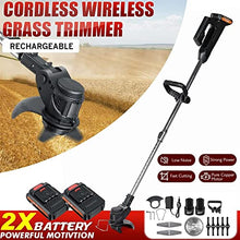 RWGOVLU 24V 1000W Cordless Electric Lawn Mower 10000RPM Wireless Grass Trimmer Kit with 2 Li-Ion Battery Adjustable Handle Garden Tools