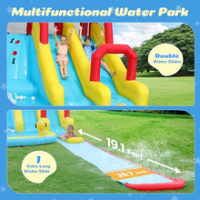 ELEMARA XL Inflatable Water Slide with 19ft Attachable Slip and Slide,Large 7 in 1 Blow Up Water Park,Bounce House for Backyard with 2 Slides,Climbing Wall,Deep Pool，Water Cannon,750W Blower for Kids