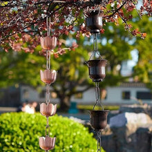 YUSIWOAL Copper Rain Chain for Gutters, Roof Rain Collector Diverter, Rust Resistant Metal Downspout Alternative(Style 4,3m/10ft)