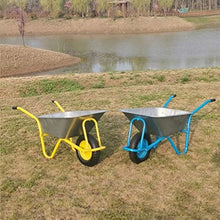 Etlegor Galvanized Wheelbarrow, Dump Cart Garden Cart Material Debris Hauler Pneumatic Tires Perfect for Transporting Sand, Dirt, Garden Waste (Color : Blue, Size : 130x30x58cm)