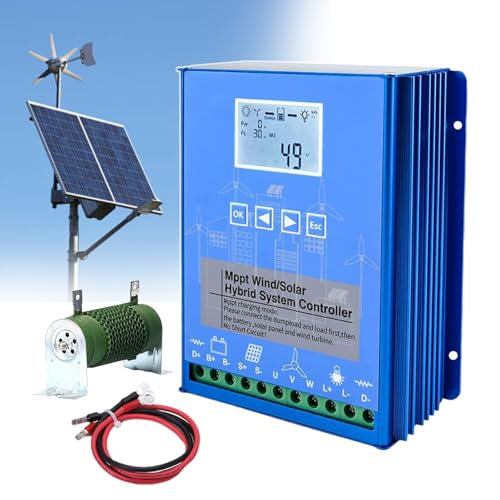 pealiritansemen 3000 W Solar & Wind Energy MPPT Controller, Photovoltaic/Battery Dual Power Supply, LCD Widescreen Display, Support 3 Load Modes, for Street Lamp,48V