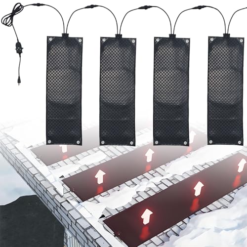 SHENGSHIYU Heated Walkway Snow Melting Mat,14 * 197in/36 * 500cm,Multiple Mats Can Be Linked Together,PVC Heated Floor Mat with Non-Slip Texture,Snow and Ice Melting Mats for Driveway 4Pack