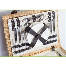 Storage Basket,Wicker Picnic,2 Person Set,Complete Accessories