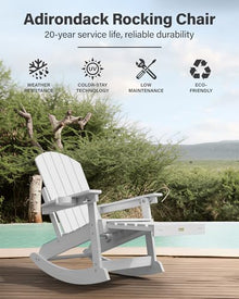 YEFU Adirondack Rocking Chairs Set of 4, with Footrest, 5-Level Adjustable