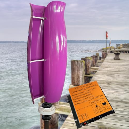 ZHOZHUT 3000W Wind Power Turbine Generator Kit with MPPT Controller 12V / 24V / 48V Vertical Wind Maglev Generator, 1.2m/s Low Starting Wind Speed for Marine Highway Home Charging,Purple,3000W48V