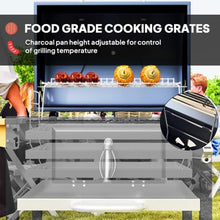 Adjustable Charcoal Grill, 490 sq.in. Outdoor BBQ Grill with 3-Level Height Pan, Built-in Thermometer, Foldable Side Table, for Backyard Patio & Family BBQ