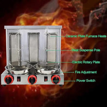 HYYKEJI Vertical Gas Grill Machine, Stainless Steel Gyro Gas Grill Rotisserie Machine, 360 Degress Rotating Heating, Temperature Adjustable, Easy to Clean, for Restaurant Home Kitchen