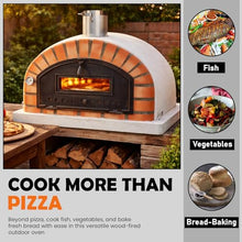 Authentic Pizza Ovens Pizzaioli Traditional Brick Premium Wood-Fired Pizza Oven, Handmade in Portugal, Triple-Insulated, Drop-Down Door, Viewing Window, Thermometer & Baking Dish Included