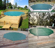 WAHHWF Outdoor Deck Pool Safety Cover Round, 13 15 18 22 24 26 28 29 30 32 Ft Extra Large Winter Heavy Duty Inground Swimming Pool Safety Covers Green Mesh, Custom Size(35ft)