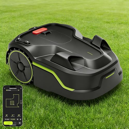 Cordless Robotic Lawnmower with Perimeter Wire, Recommended for 500 m², max. 600-800 m², Vision Robotic Lawnmower, AI Automatic Mapping, Virtual Boundary, Multi-Zone Management