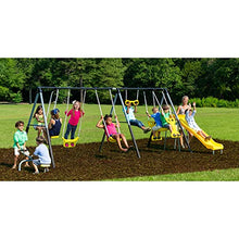 XDP Recreation Rising Sun Metal Swing Set with Slide, See Saw, Glider, and Swings Yellow