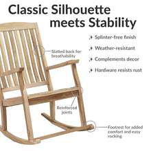 Sunnydaze Classic Teak Outdoor Rocking Chair with Slatted Back
