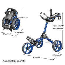 Caddytek CaddyLite Compact Semi-Auto Folding Golf Push Cart Blue