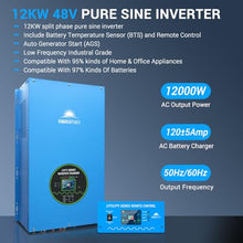 SUNGOLDPOWER 12000W Inverter,Input 48Vdc 240Vac Inverter,Output Pure Sine Wave 120V/240Vac Split Phase Inverter for Off-Grid,Battery Charger 120A,36000W Peak Power,Low Frequency (MPPT Excluded)