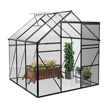 BouPower 6x6 FT Polycarbonate Greenhouse,Aluminum Strudy Walk-in Greenhouses for Outdoor Backyard in All Season, Black