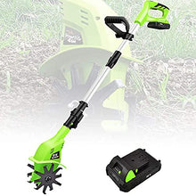 Electric Tiller, Garden Power Rotavator/Cultivator with 4000mAh Rechargeable Battery and Charger, Working Width 10CM & 25CM Tilling Depth, for Garden Lawn