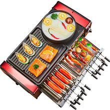 YYDS Hot Pot Household Automatic Rotating Electric Barbecue Grill Removable Hot Pot Roasting and Shabu One-Piece Pot Electric Grill (Color : Red)