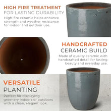Emissary Home and Garden 27.5 in. Soft Blue Ceramic Round Planter (27.5 in. L x 27.5 in. W x 33.5 in. H) with Drainage Hole