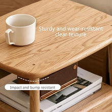 NABOOJ Wood Oak Side Table with Drawer, Small Space Storage End Table with Open Shelf, Minimalist Nightstand for Bedroom, Living Room