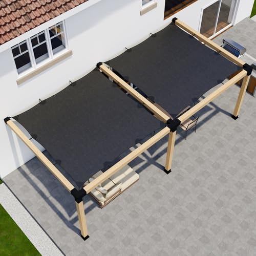 DIY Attached Pergola Kit with Canopies - 6x6 Lumber - 8' x 8' Canopy Size - Build Up to 24' x 12'