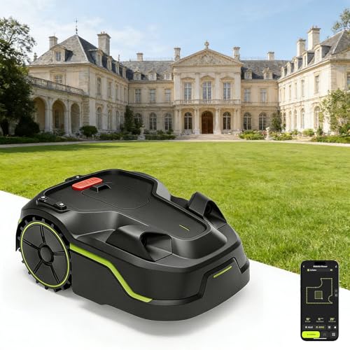 Cordless Robotic Lawnmower, Recommended for Areas 500 m², max. 600-800 m², Vision Robotic Lawnmower, IPX5 Waterproof, Automatic Mapping, Multi-Zone, app Control