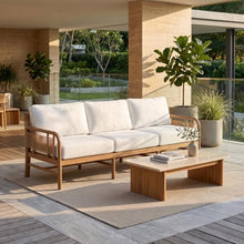 Hives & Honey Westwood Outdoor Sofa, 88" Grade-A Teak Patio Couch, White