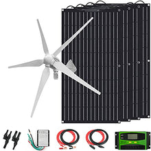 1400 Watts Solar Panel Wind Turbine Generator with 5 Blade Kit Hybrid System:4pcs 100W ETFE Flexible Monocrystalline Solar Panel for RV Curvy surface,1000W Wind Turbine off-grid system for home use