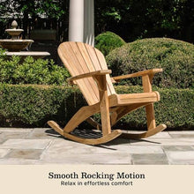 Ash & Ember Savannah Grade A Teak Adirondack Rocking Chair, Patio Lounge Seat for Deck, Porch, or Backyard Indoor Outdoor Use, Weather Resistant, Gently Curved Seat and Back with Tight Slats