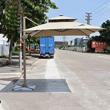 LOERSS Double Top Roating Outdoor Offset Umbrella,Offset Hanging Umbrella,9.8FT Square Cantilever Patio Umbrella,Heavy Duty Sun Umbrella,Outdoor Cantilever Umbrella(3m/9.8ft,卡其色)