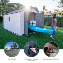 Lifetime Outdoor Storage Shed, 8x15 Ft, Desert Sand, Resin Backyard Tool Shed with Lockable Doors and Weather-Resistant Panels