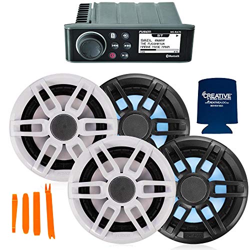 Fusion Entertainment Marine Receiver with 2 Pairs of XS-FL65SPGW 6.5" Coax Speakers