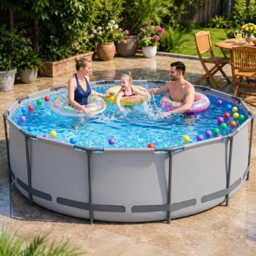 Large Round Above Ground Pool, Family Swimming Pool for Backyard Fun