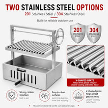 Freestanding Charcoal Grill, Adjustable Grate for Backyard and Patio 201StainlessSteel