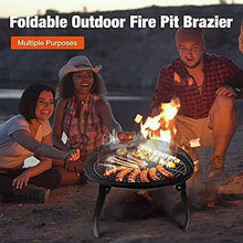 Outdoor Fire Pit Wood Burning Steel BBQ Grill Fire Pit Bowl with Mesh Fire Pit Outdoor Fireplace for Backyard Camping Picnic Bring 5 Barbecue Sticks