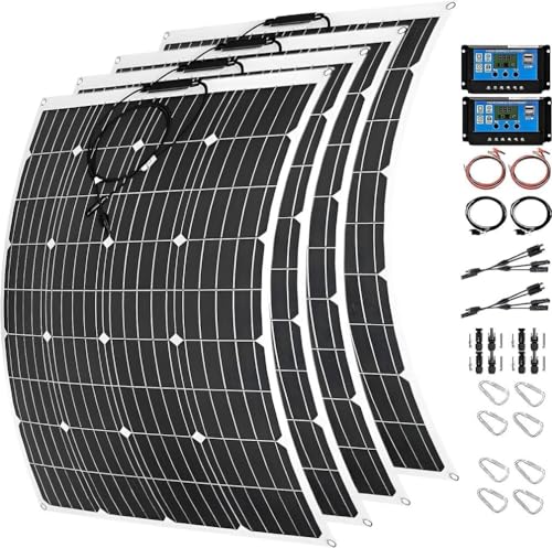KZZAAO 2000 Watt Solar Panel Kit, 4 × 500 Watt Flexible Solar Power Panel Photovoltaic Module with 40A Solar Charge Controller