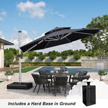 OROTLECT 144'' Round Cantilever Umbrella With Crank Lift Counter Weights With Base In Ground,Gray