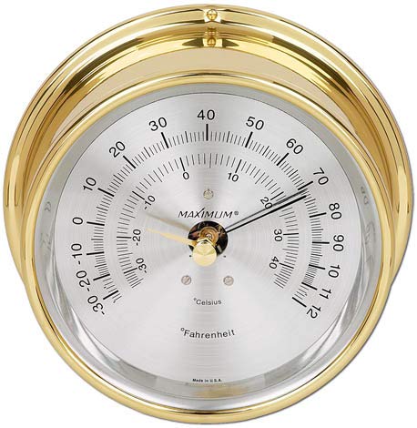 Maximum Criterion Accurate Weather Thermometer - Brass Case, Silver Dial