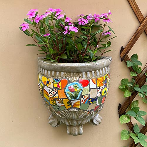 XYIANG Ceramics Wall Planter,Wall Hanging Planter Flower Pots for Fence Planters, Wall Planter That are Easy to Hang,Wall Planters for Outdoor Plants