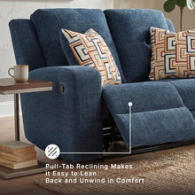 Signature Design by Ashley Danum Small Reclining Loveseat Sofa, Ink Blue