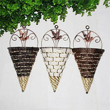 SDREYKUF Natural Rattan Wall Planter Hanging Flower Pot Hanger Basket Vase Metal Plant Hang Home Garden Decoration