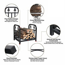 DJVHSRI Firewood Rack Metal Firewood Organizer Firewood Rack Heavy Duty Firewood Rack Indoor Outdoor Log Rack Wood Holder Stacked Black Log Rack,