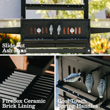Ash & Ember Santa Maria Grill, Steel Wood & Charcoal Argentine Grill, Hand Wheel for Adjustable Heat Control, BBQ Grill with V-Grates & Grease Trap, Argentinian Grills with Bottom & Side Shelves