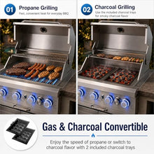 Hvlwyaz Built In Gas Grill, 28-Inch 4-Burner Propane & Charcoal Combo