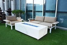 AMS Firepit | White Carrara Marble Porcelain Fire Table | Natural Gas 60’’ L x 28’’ W x 17’' H